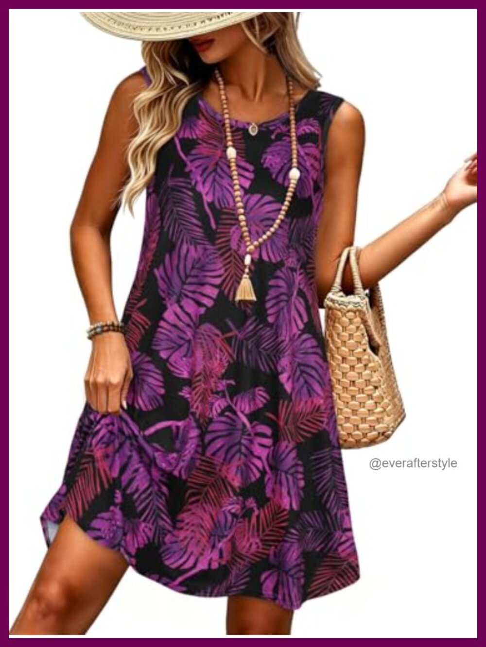 Women's Summer Sleeveless Swing Sundress with Pockets Casual